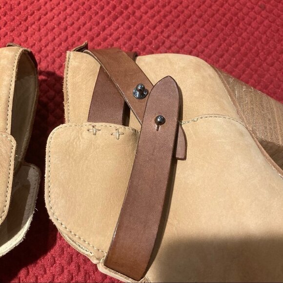 RAG & BONE Sz 39.5 Harrow Tan Suede & Leather Accent 3.5” Heel Ankle Booties - Picture 5 of 12
